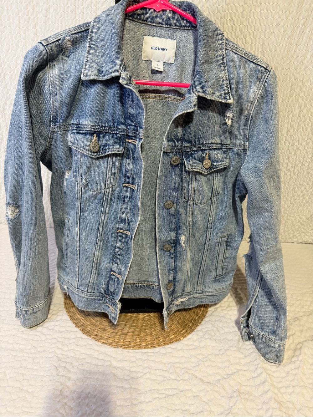 Old Navy Light Wash Distressed Denim Jacket